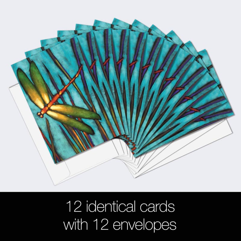 Tree-Free Greetings - All Occasion Cards - Artful Designs - 12 Greeting Cards + White Envelopes - Made in USA - 100% Recycled Paper - 4 x 6 - Beautiful Dragonfly (FS66501) - Image 2